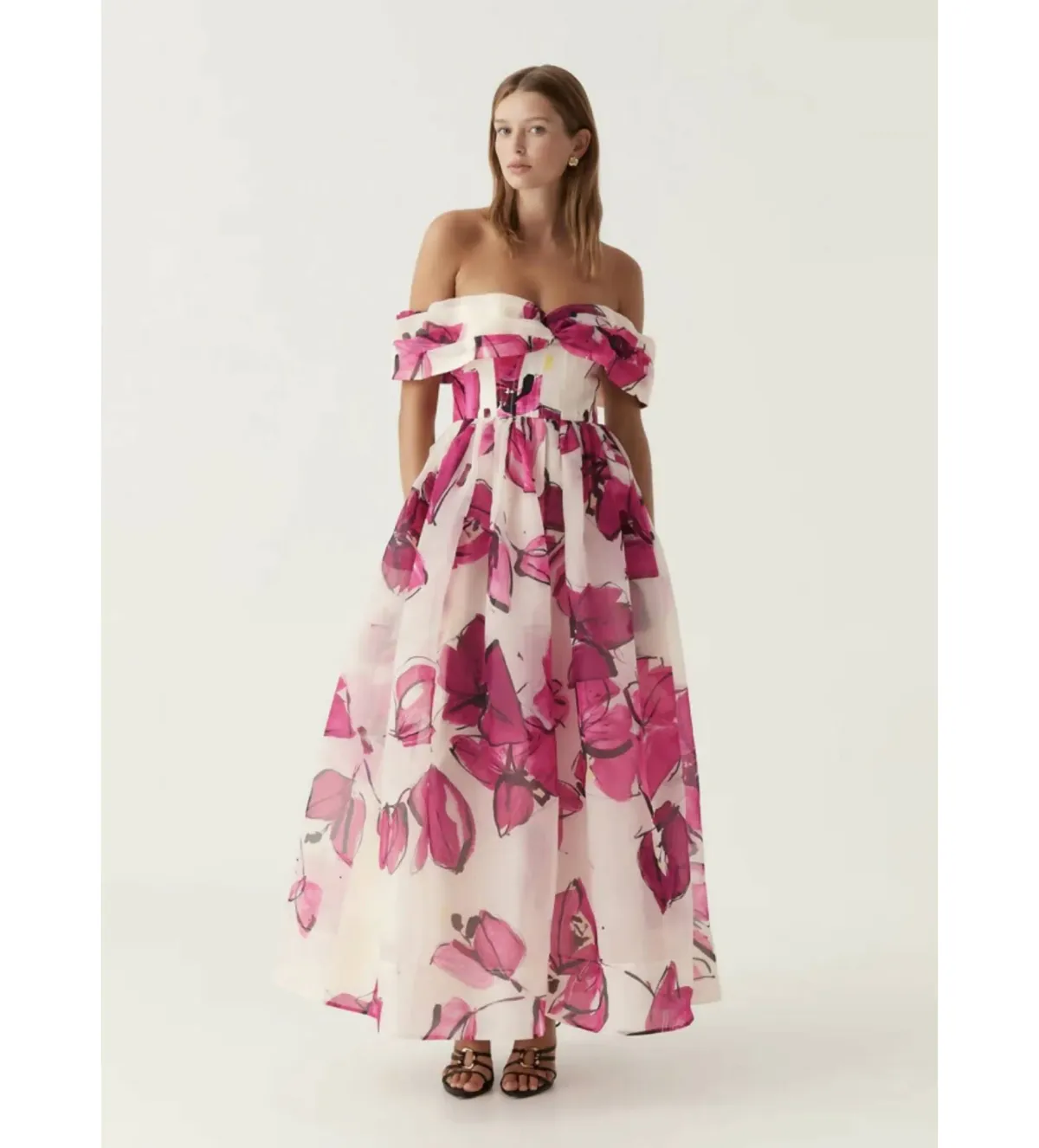 Aje Cordelia Corseted Maxi Dress Floral Pink in Size 8 - Image 1