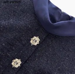 Self Portrait Navy Metallic Boucle Maxi Dress Size Small for rent on The Volte - image 3