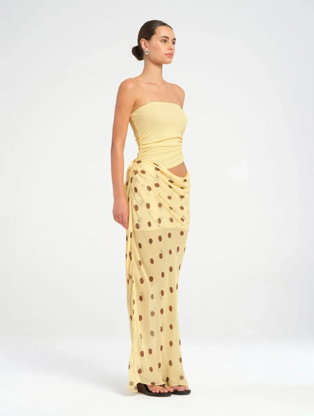 Benni Roscoe Maxi Dress in Butter Spot Size AU 8 for rent on The Volte - main image