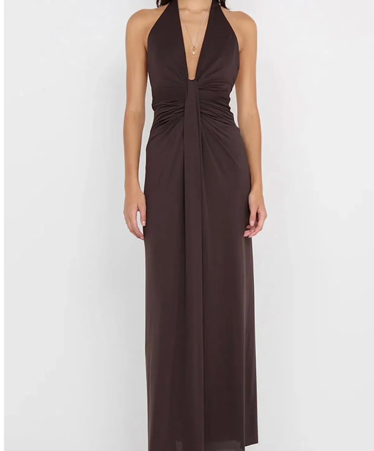 Bec & Bridge Tillie Drape Maxi Dress Dark Chocolate Size AU 8 - Image 1