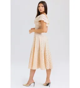 House of CB Amaya Midi Dress in Cream Tea Broderie Anglais Size L/AU12 for rent on The Volte - image 3