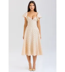 House of CB Amaya Midi Dress in Cream Tea Broderie Anglais Size L/AU12 for rent on The Volte - image 1