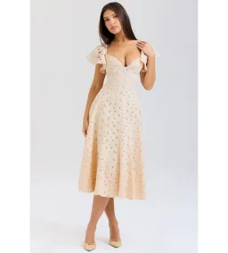 House of CB Amaya Midi Dress in Cream Tea Broderie Anglais Size L/AU12 for rent on The Volte - image 2