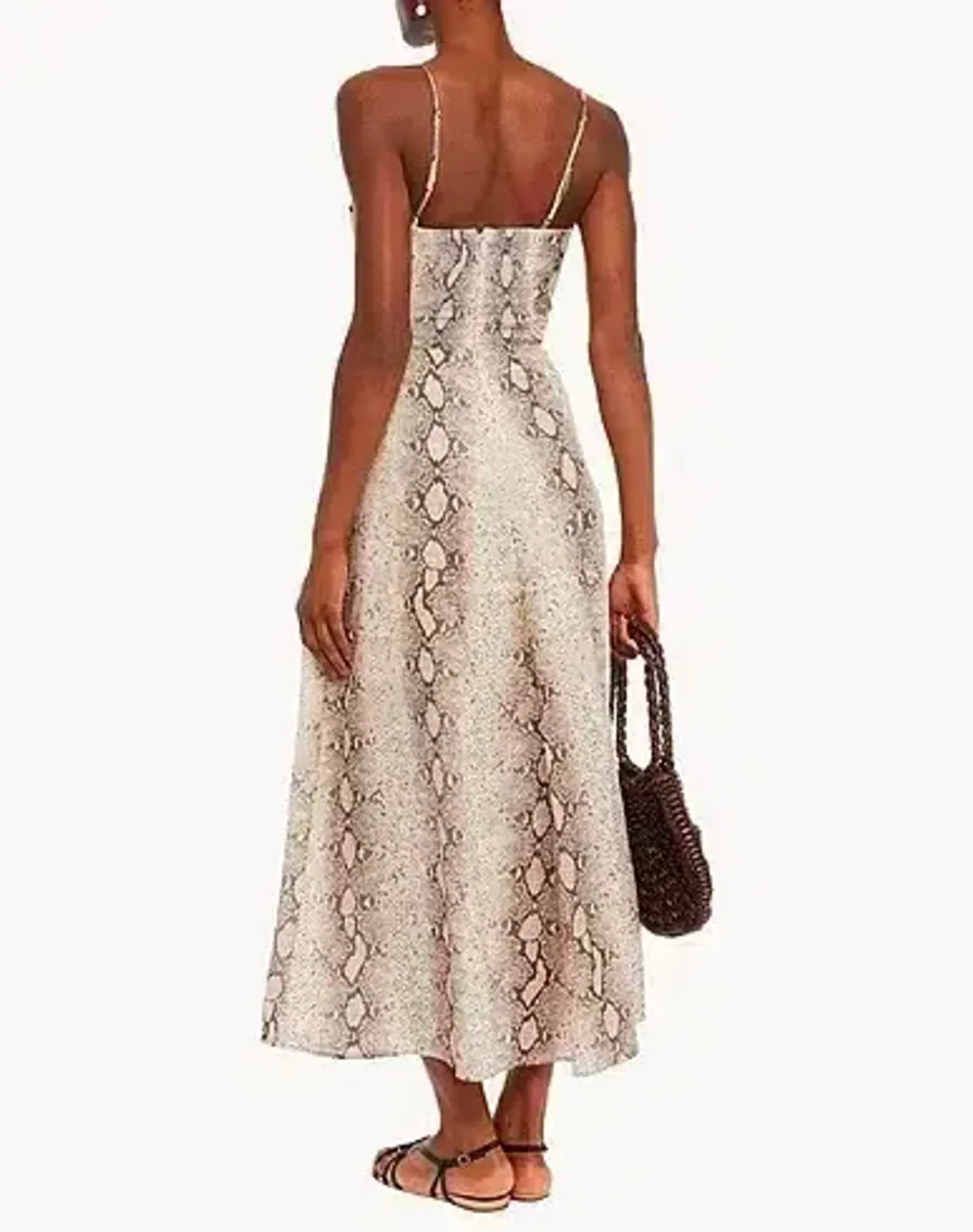ZIMMERMANN BELLITUDE PYTHON CUT OUT MIDI DRESS ANIMAL PRINT SIZE 1 / AU 10 US 6 for rent on The Volte - main image