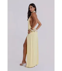 Jaded London Darya Hand Beaded Backless Maxi Dress in Butter Size AU 6 for rent on The Volte - image 4