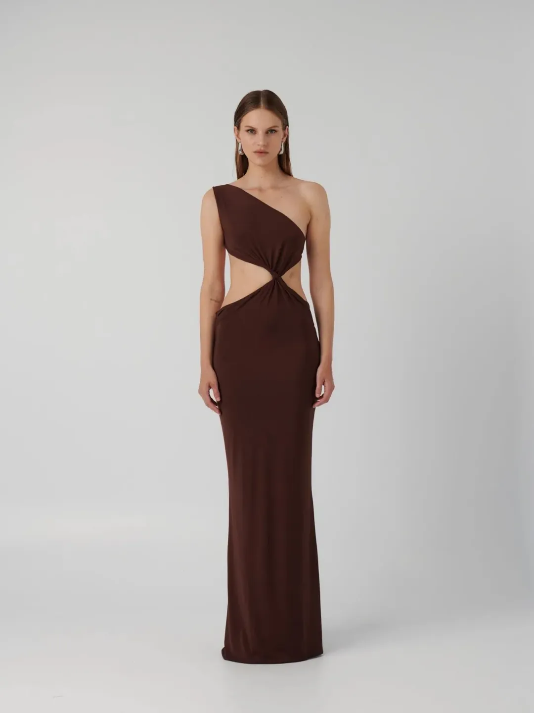 Effie Kats Hawlya Gown Cocoa Brown Size 8 (S) for rent on The Volte - main image