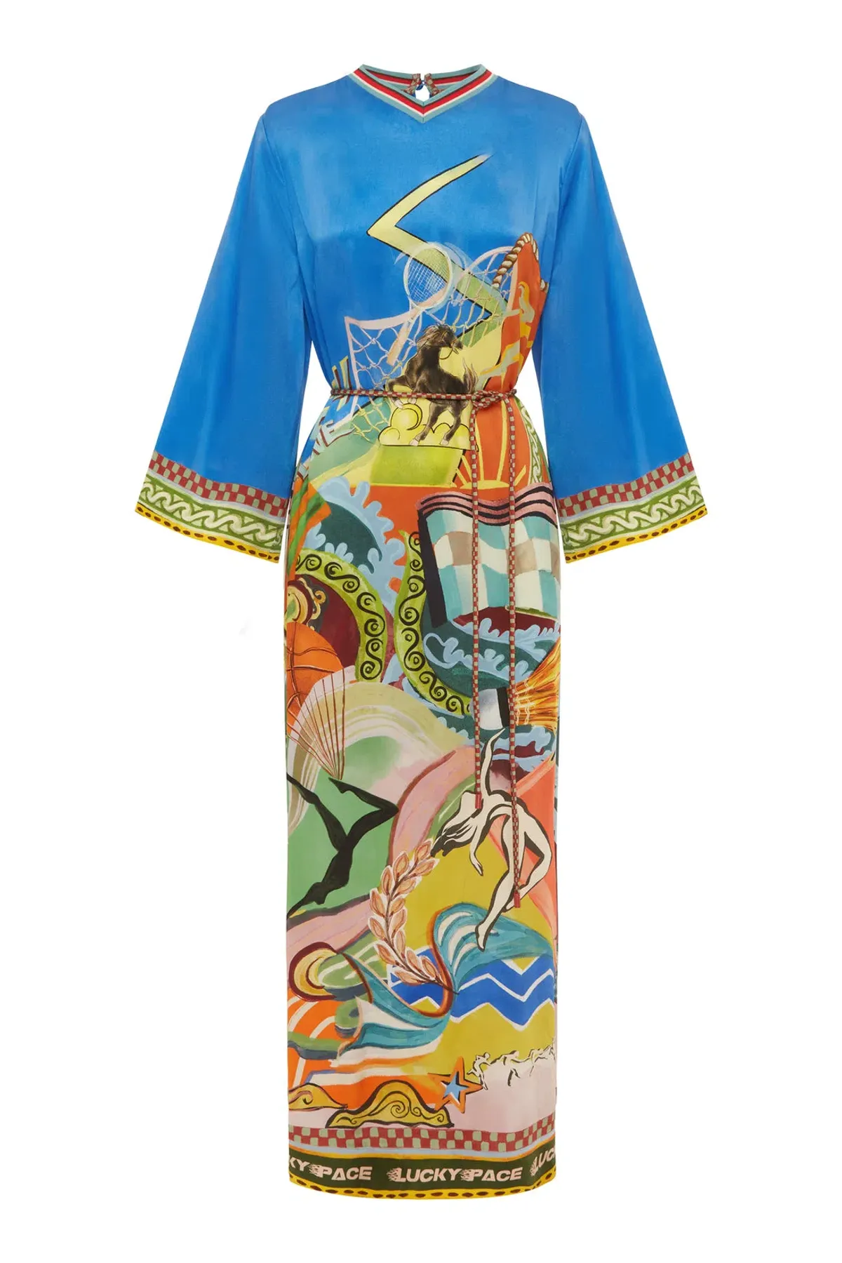 Alemais Lucky Pace Silk Midi Dress Multi Size 10 - Image 2