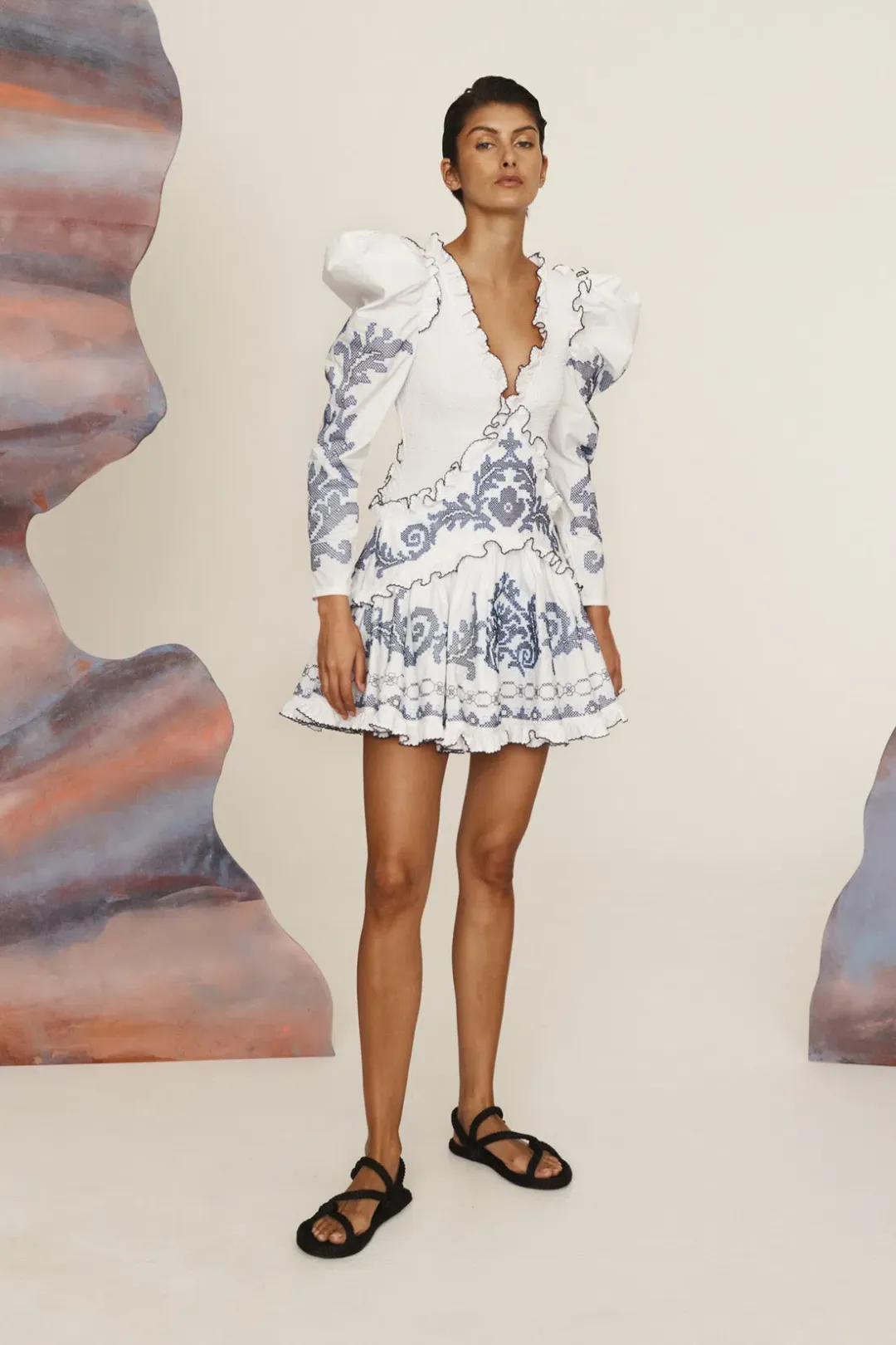 Alemais Hazel Embroidered Mini Dress in White Size AU 10 for rent on The Volte - main image