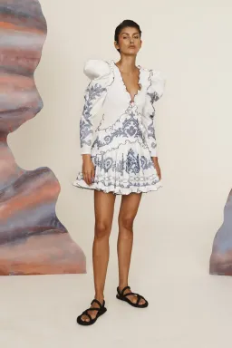 Alemais Hazel Embroidered Mini Dress in White Size AU 10 for rent on The Volte - image 1