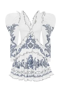 Alemais Hazel Embroidered Mini Dress in White Size AU 10 for rent on The Volte - image 3