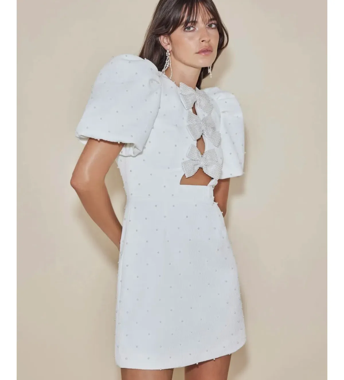 Rebecca Vallance Ophelia Mini Dress Ivory Size 14 - Image 4