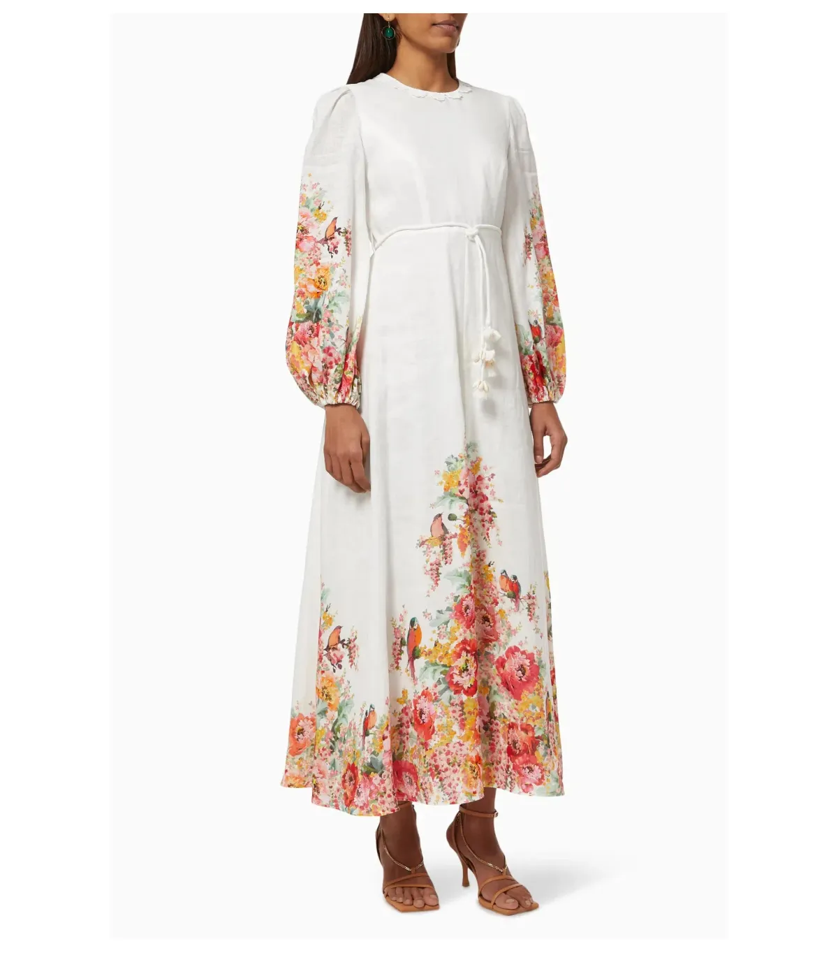 Zimmermann Mae Midi Dress White Floral Size 0 / AU 8 for rent on The Volte - main image