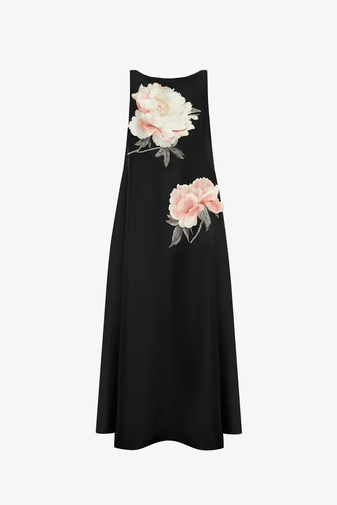 Leo Lin Yumei Applique Floral Open Back Gown in Onyx Black Size AU 12 for rent on The Volte - main image