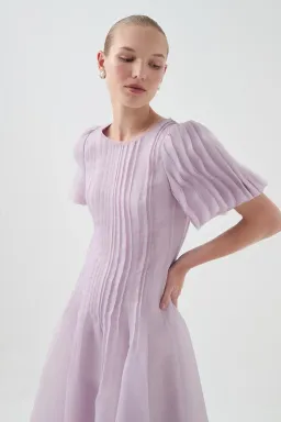 Aje Nova Pleated Midi Dress Lilac Size 14 for rent on The Volte - image 2