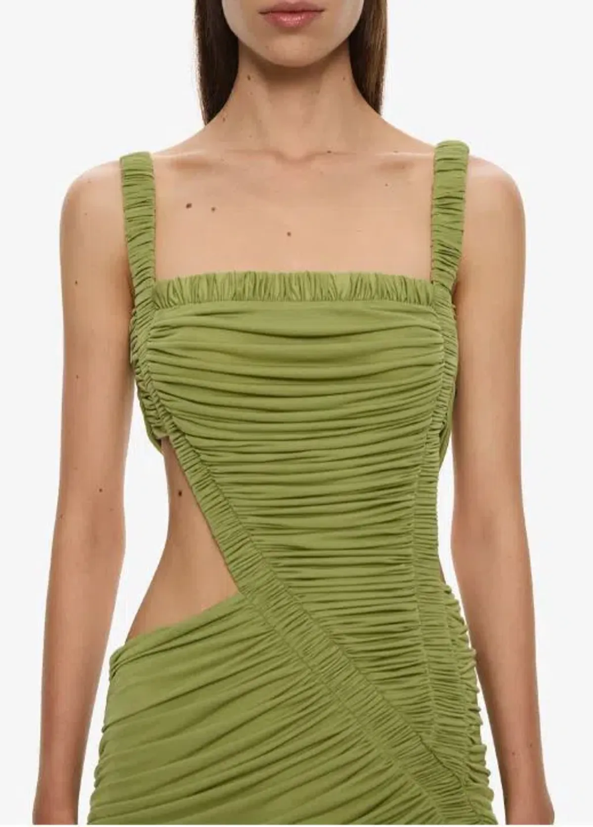 Christopher Esber Orion Separation Gown in Green Olive Size 8 - Image 3