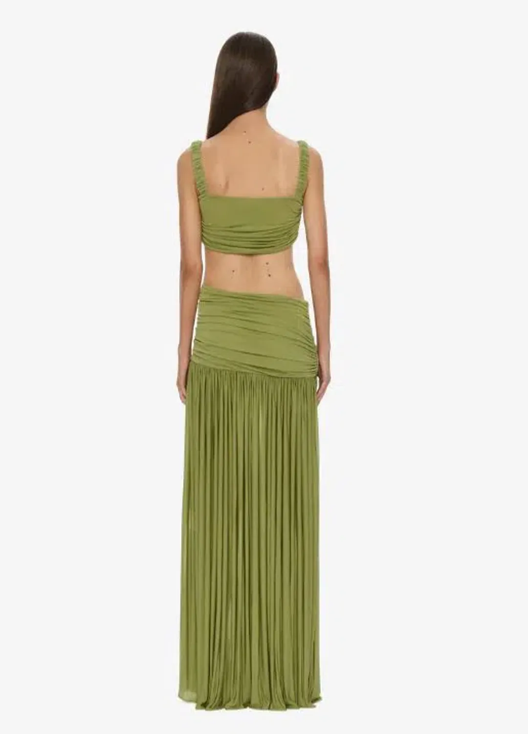 Christopher Esber Orion Separation Gown in Green Olive Size 8 for rent on The Volte - main image