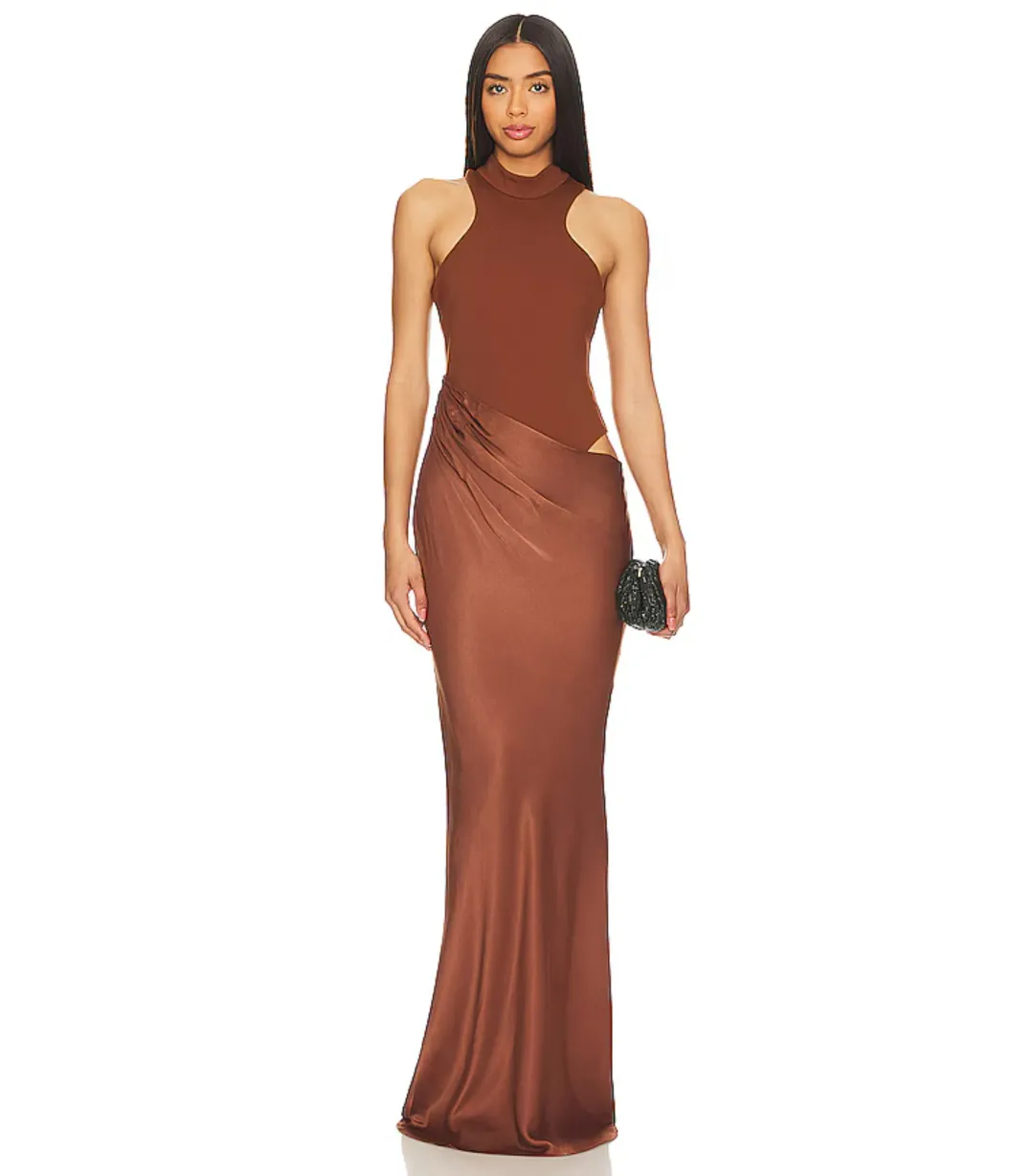 Camila Coelho Estrella Maxi Dress Nutshell Brown Size S / AU 8 for rent on The Volte - main image