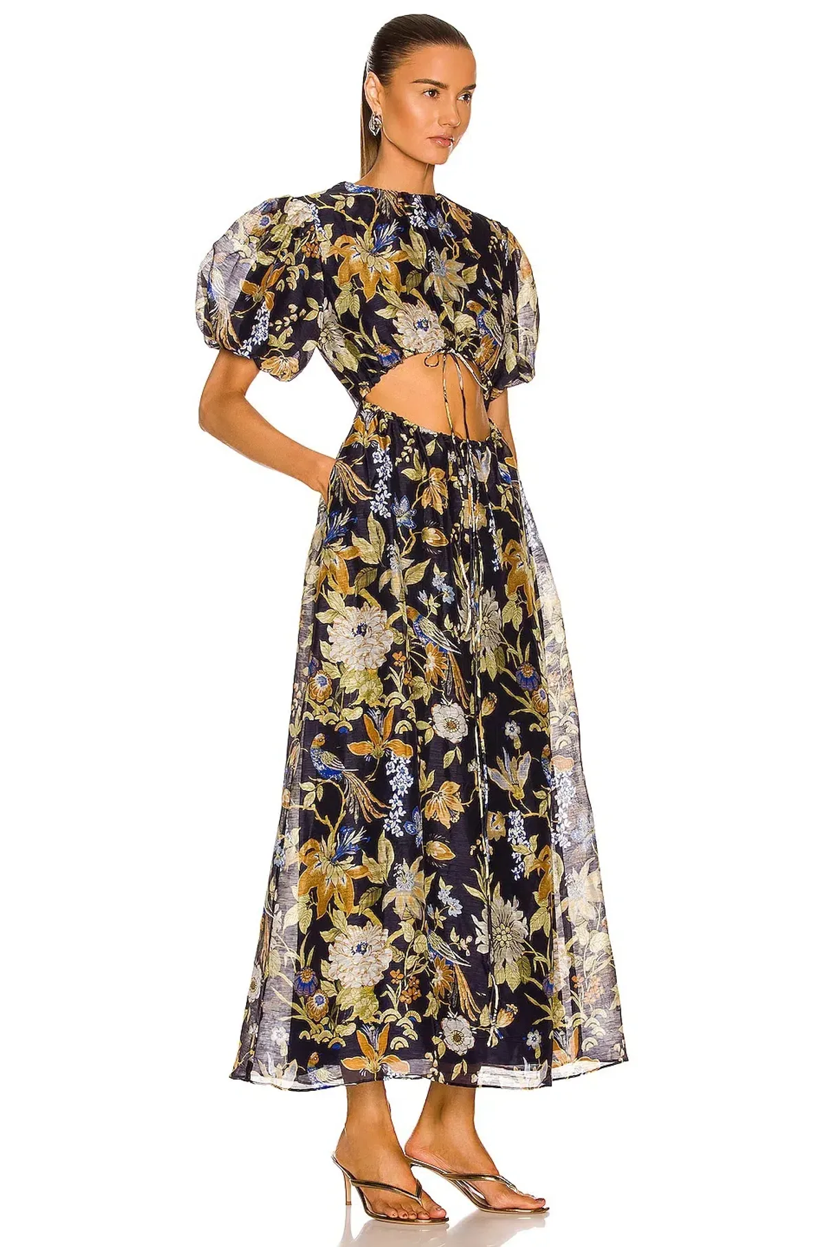 Sir the Label Lilian Puff Sleeve Midi Dress Delia Print Size 2 / AU 10 - Image 2