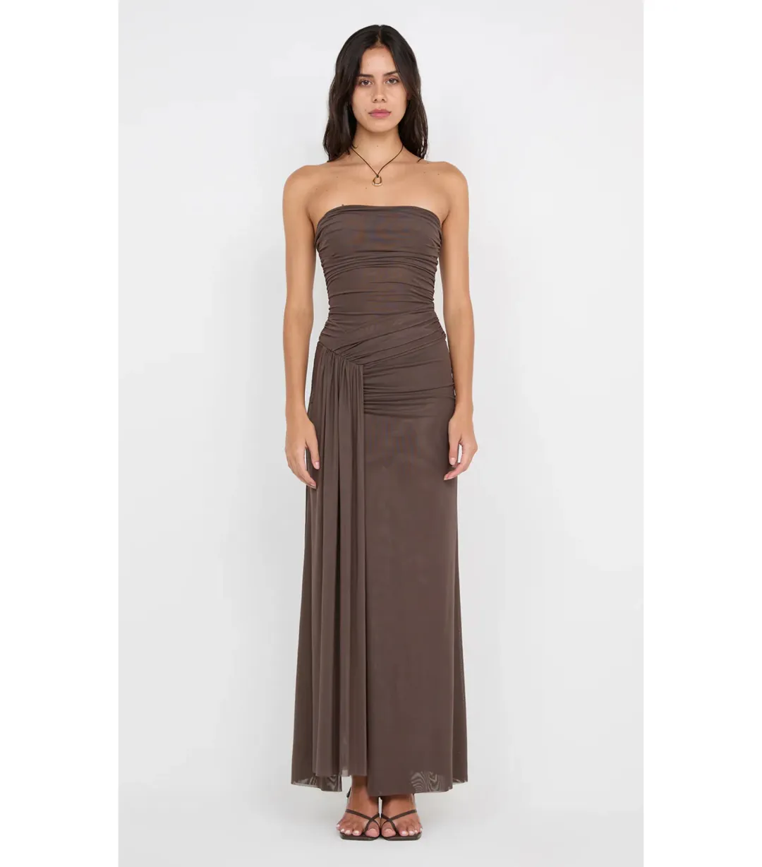 Bec & Bridge Ida Strapless Maxi Gown in Chocolate Brown Size AU 10 for rent on The Volte - main image