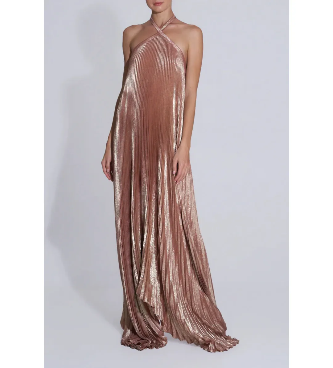 L'idée Deesse Gown Maxi Dress in Rose Quartz Shimmer Size AU 10 for rent on The Volte - main image