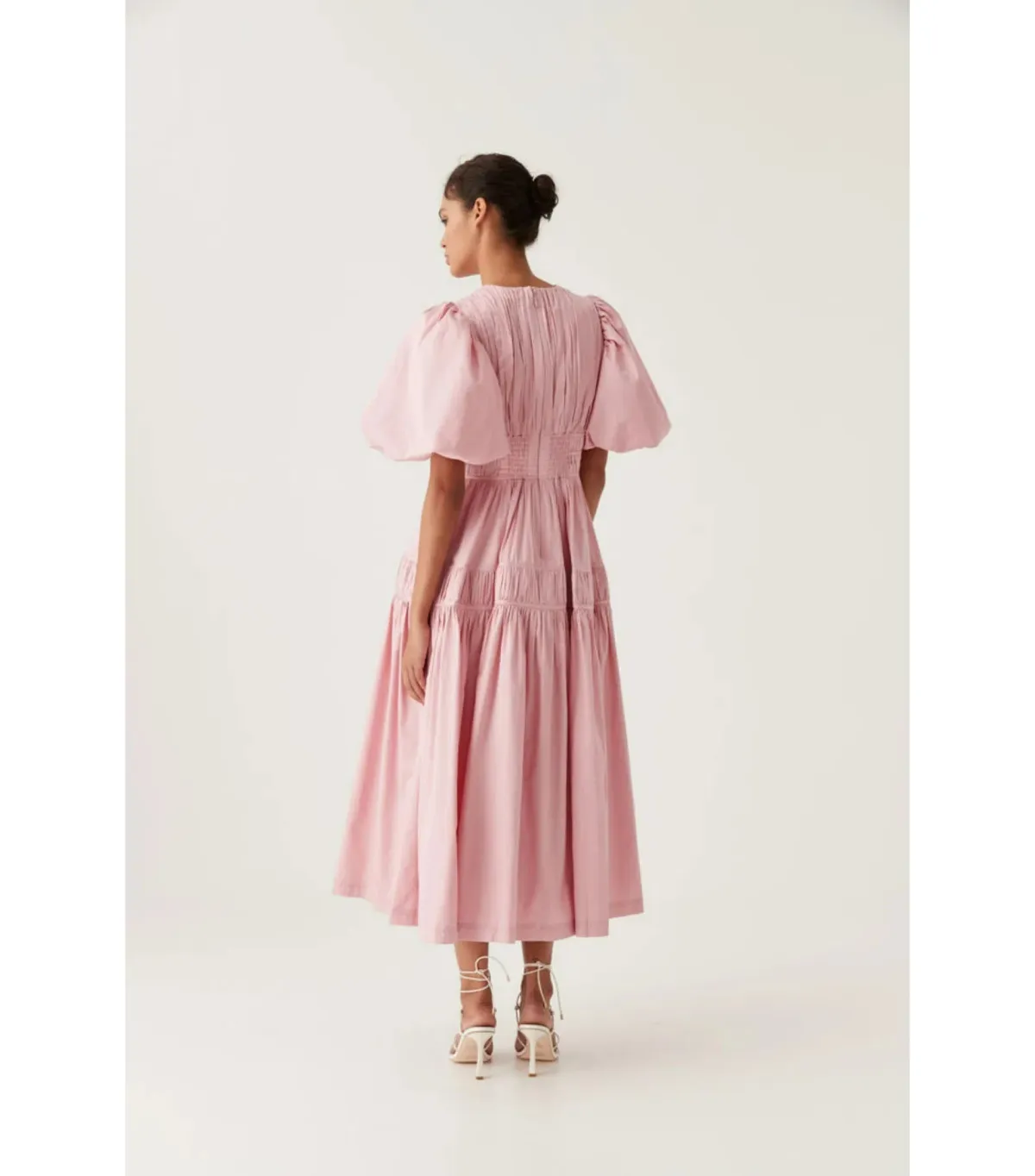 Aje Fallingwater Gathered Midi Dress Chalk Pink Size AU 6 - Image 3