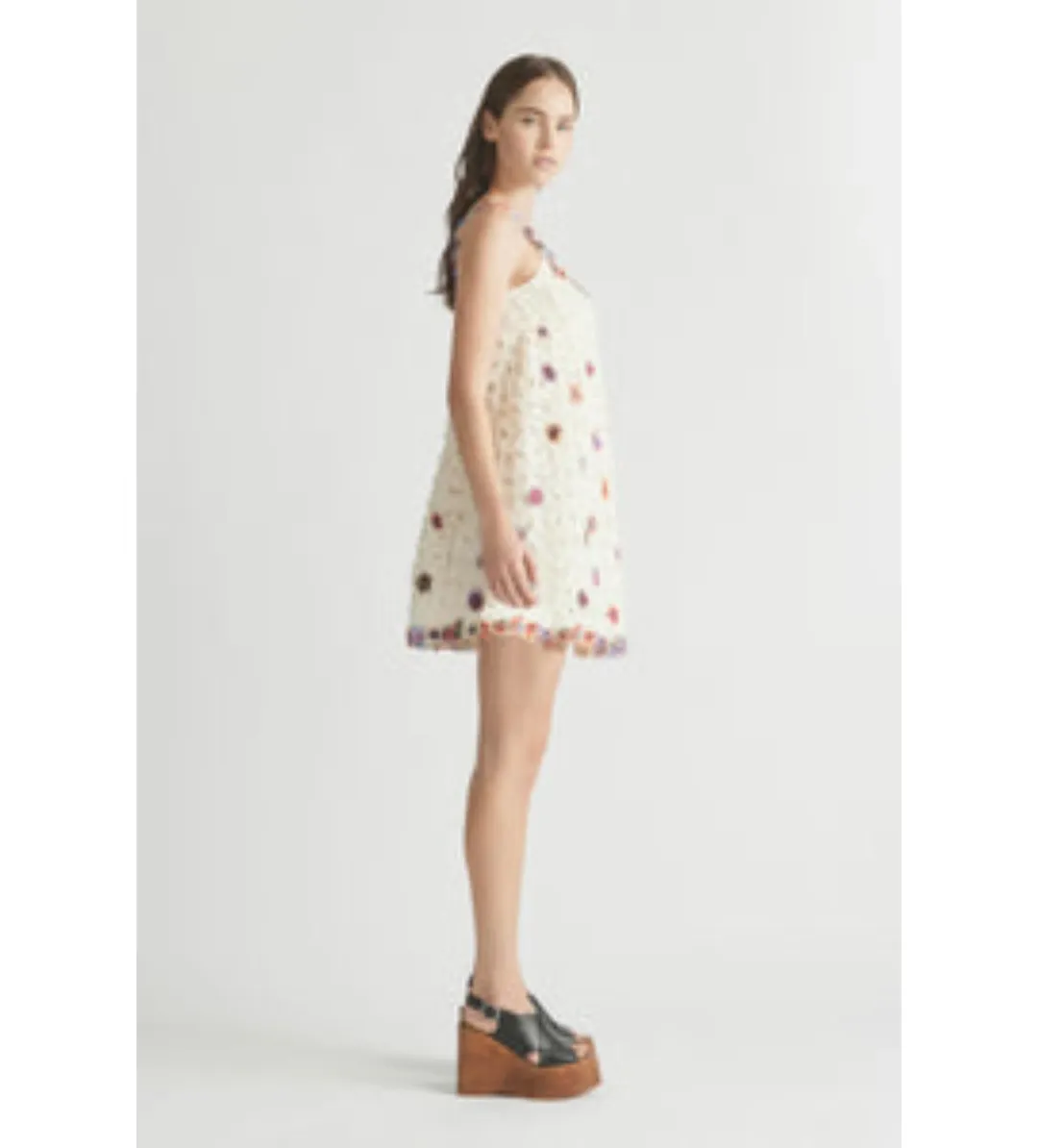 Antipodean Echo Crochet Flower Mini Dress Size AU 6 for rent on The Volte - main image
