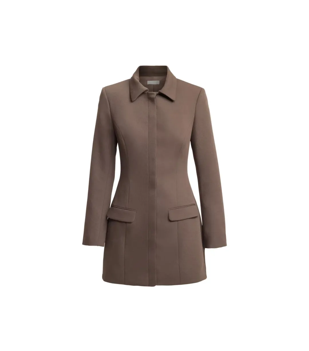 Kookai Oyster Suit Mini Dress Brown Size AU 8 for rent on The Volte - main image