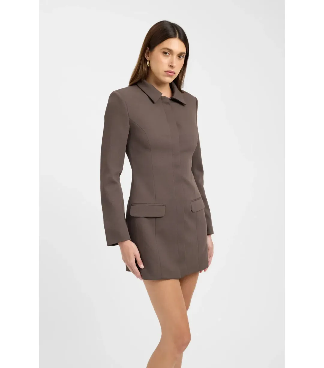 Kookai Oyster Suit Mini Dress Brown Size AU 8 for rent on The Volte - main image