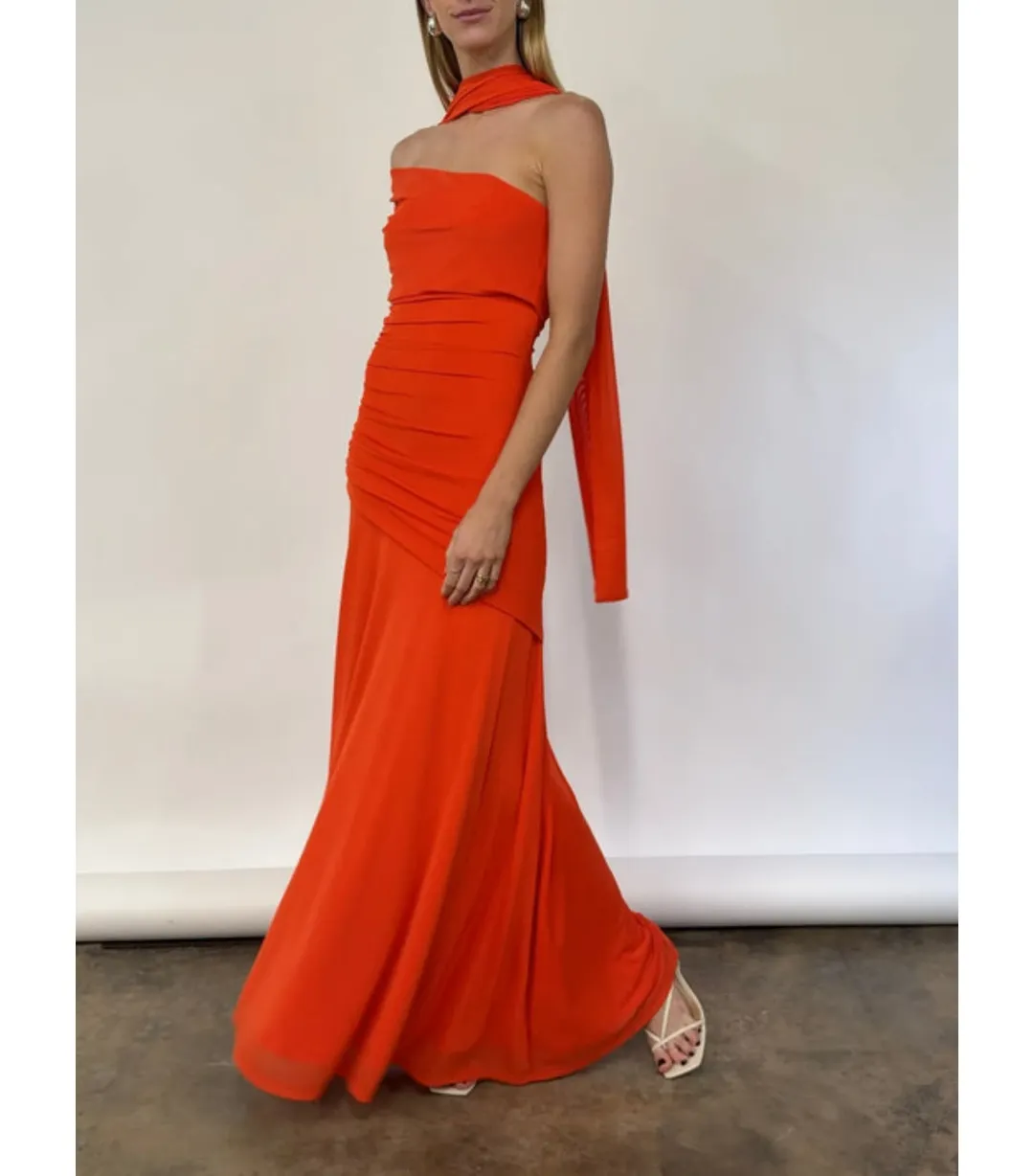By Nicola Fiesta Off-Shoulder Maxi Dress in Fiesta Size AU 6 for rent on The Volte - main image