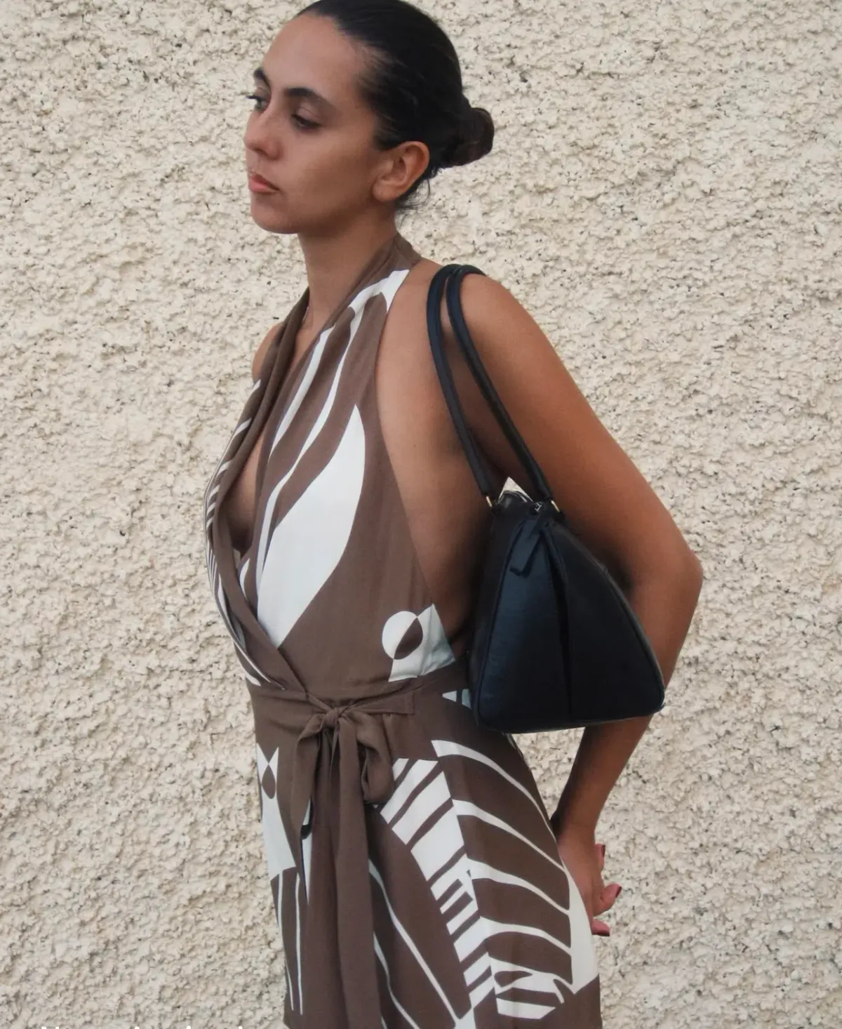 Sir The Label Almara Wrap Halter Mini Dress Espresso Stripe Size 1/ Au 8 - Image 2