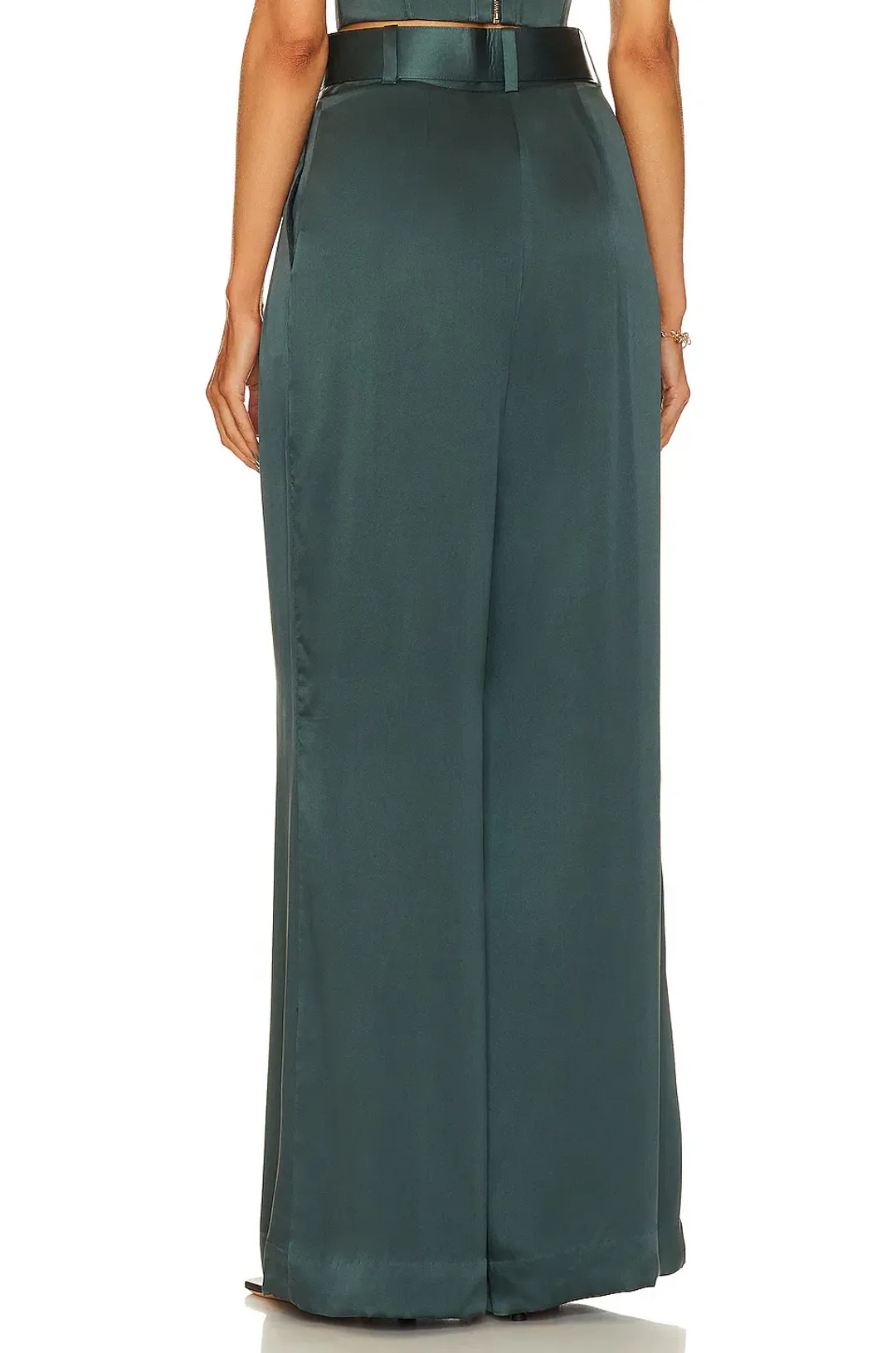 Zimmermann Espionage Silk Tuck Pants Forest Green Size 0 / AU 8 for rent on The Volte - main image