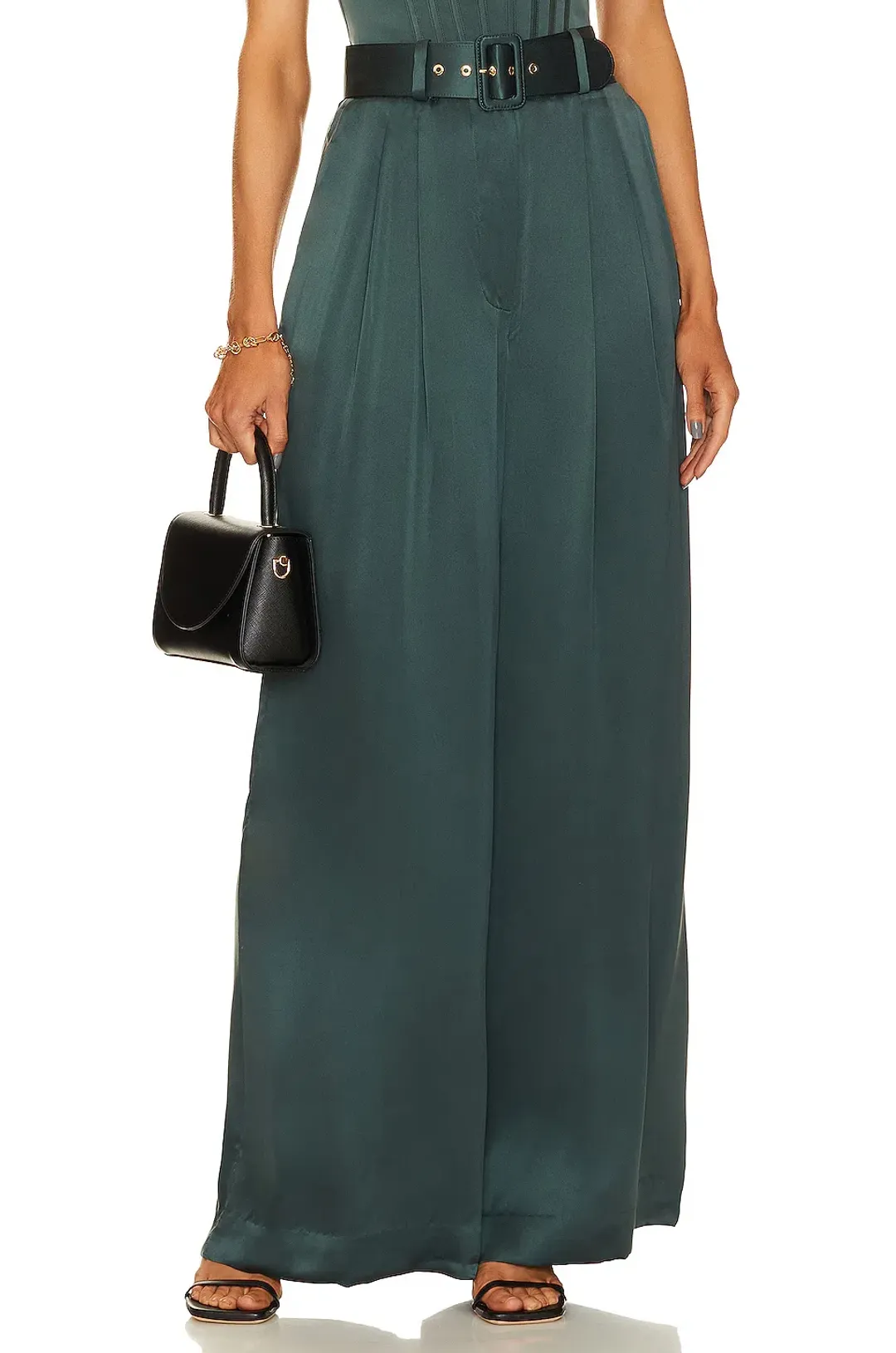 Zimmermann Espionage Silk Tuck Pants Forest Green Size 0 / AU 8 for rent on The Volte - main image