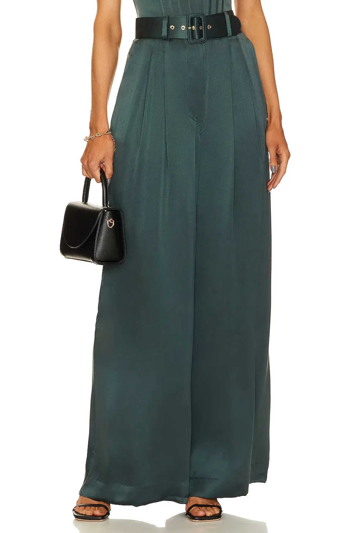 Zimmermann Espionage Silk Tuck Pants Forest Green Size 0 / AU 8 for rent on The Volte - main image