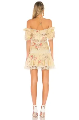 Zimmermann Melody Off Shoulder Mini Dress Mustard Floral Size 1 / AU 10 for rent on The Volte - image 3