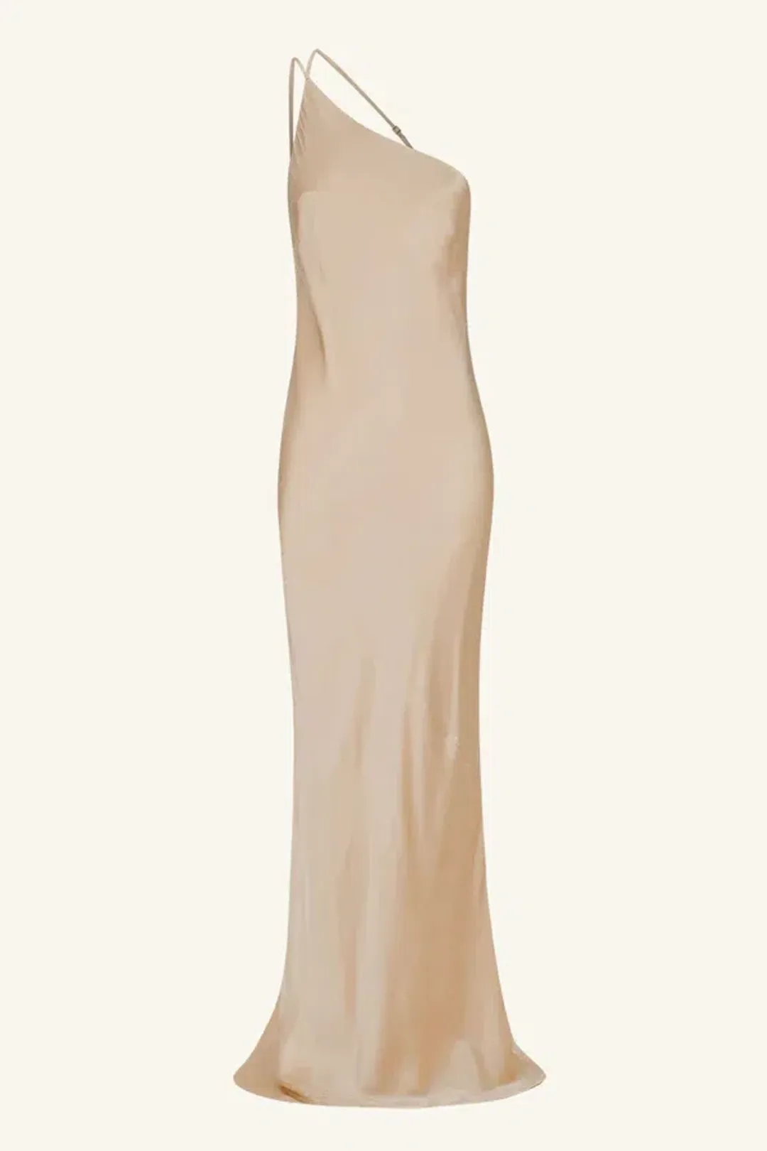 Shona Joy La Lune One Shoulder Cowl Back Maxi Dress Gold Size 8 for rent on The Volte - main image