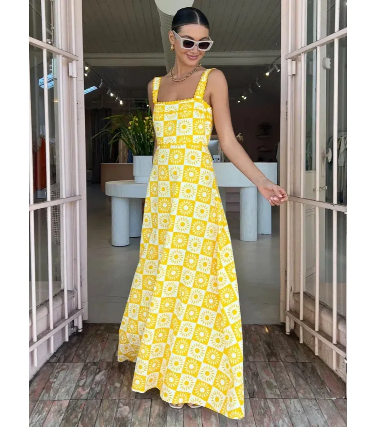 By Nicola Goldie Maxi Dress in Sol Yellow Size AU 10 - Image 3