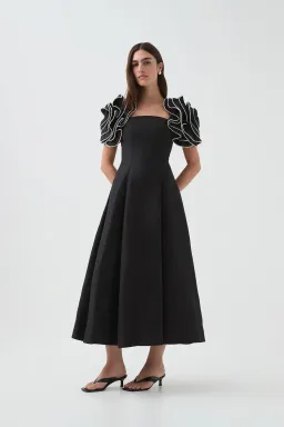 Aje Twyla Midi Dress in Black Size AU 14 for rent on The Volte - image 2