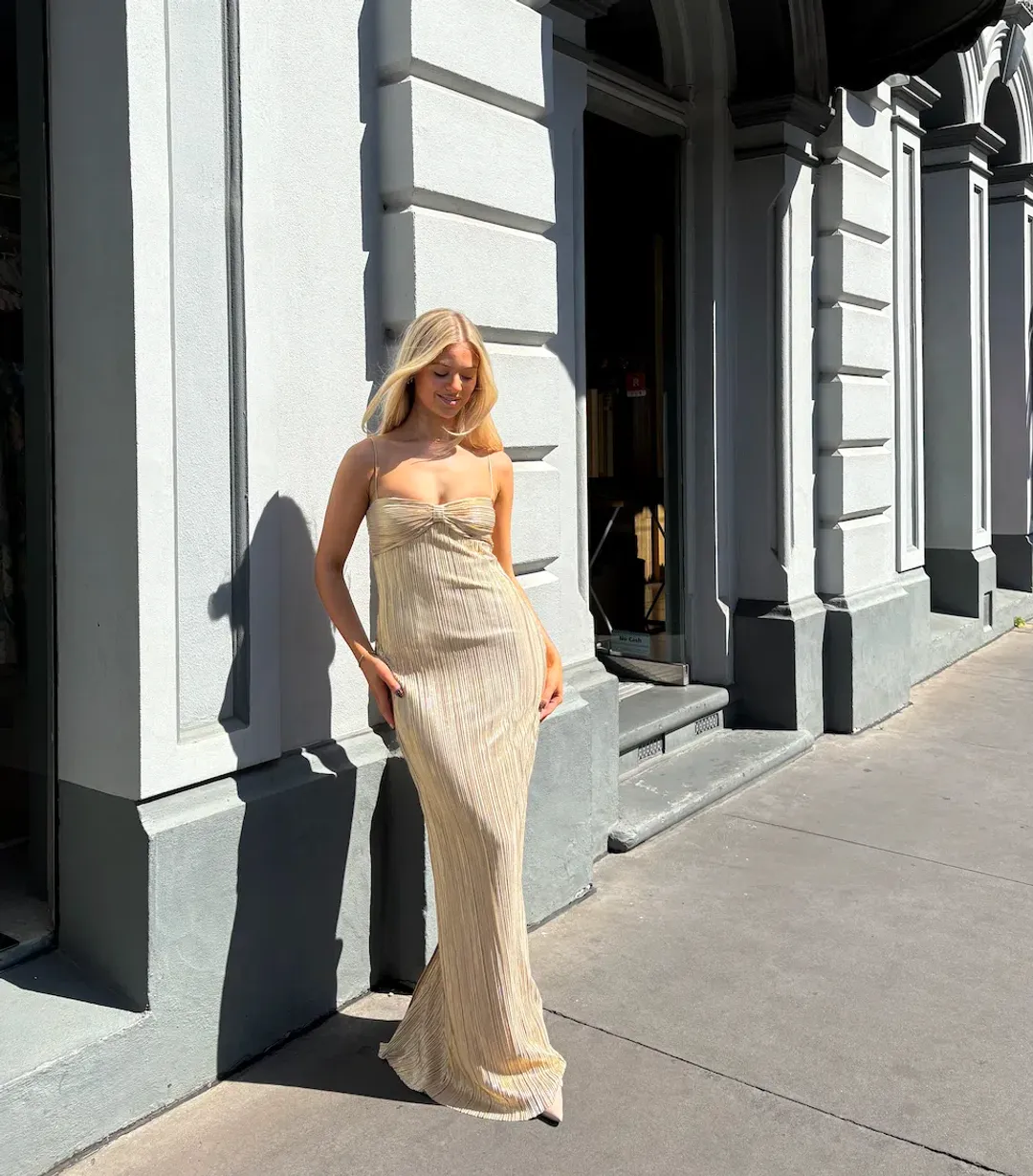 Lovers + Friends May Maxi Gown Gold Size AU 6 for rent on The Volte - main image