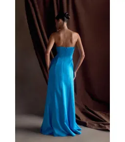Meshki Rosella Satin Maxi Gown Cyan Blue Size AU 8 for rent on The Volte - image 4