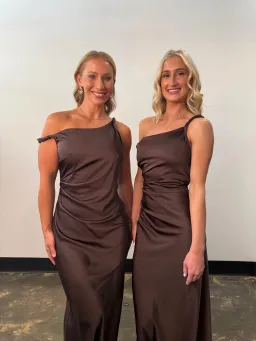 Bec & Bridge Lunetta Twist Strap Maxi Dress Dark Chocolate Size AU 14 for rent on The Volte - image 2