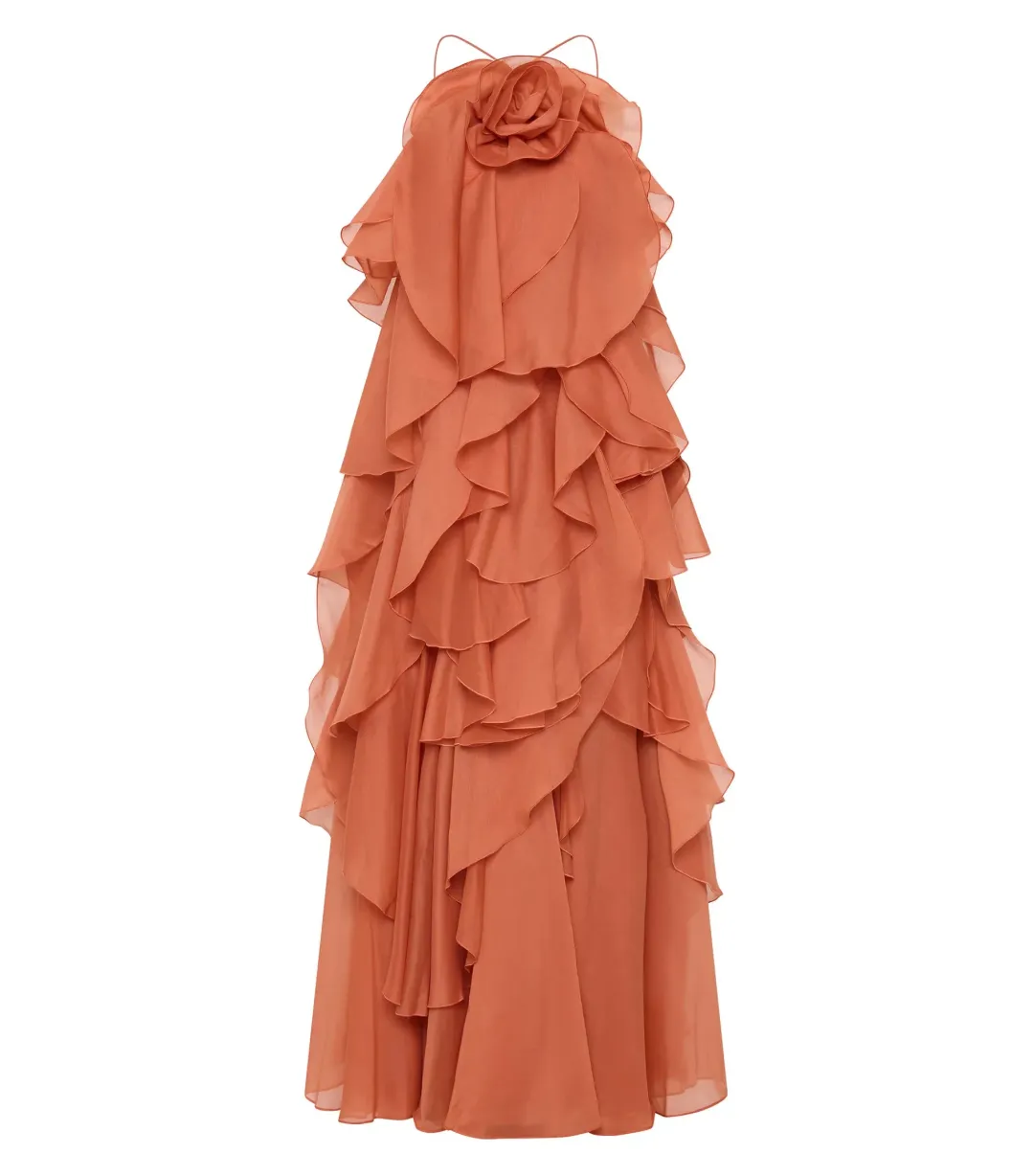 Aje Pandorea Layered Maxi Dress Coral Clay Size AU 6 for rent on The Volte - main image