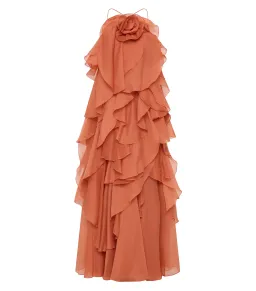 Aje Pandorea Layered Maxi Dress Coral Clay Size AU 6 for rent on The Volte - image 5