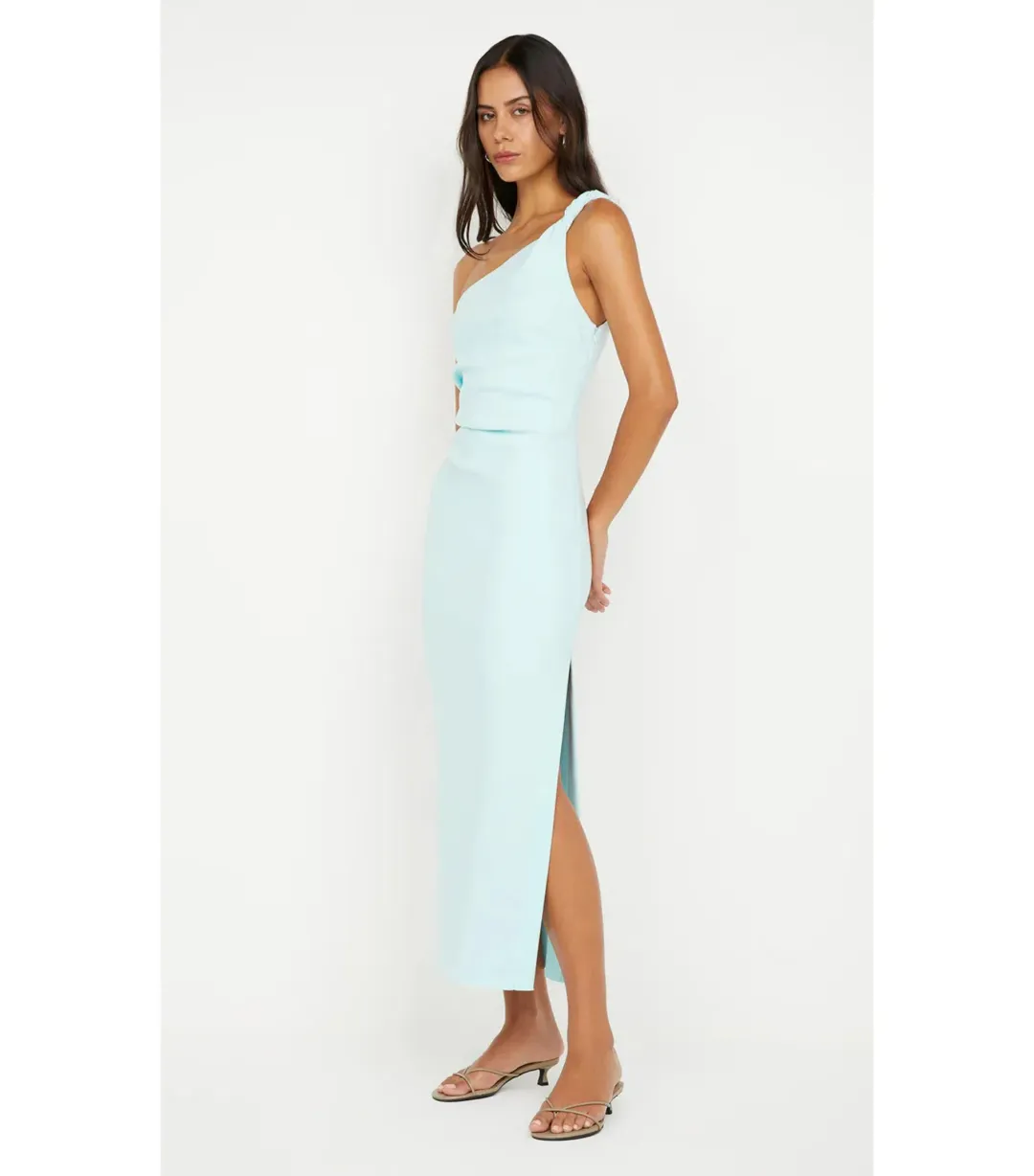 Bec & Bridge Ariven Asym Midi Dress Arctic Blue Size AU 14 for rent on The Volte - main image