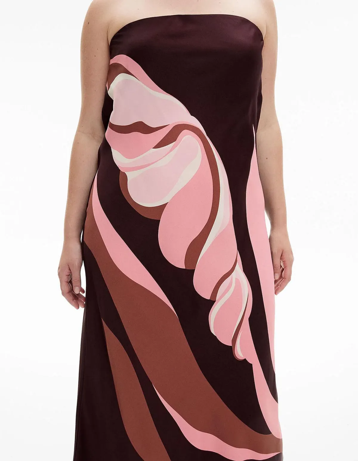 Witchery Strapless Maxi Dress Aubergine Print Size AU 10 - Image 4