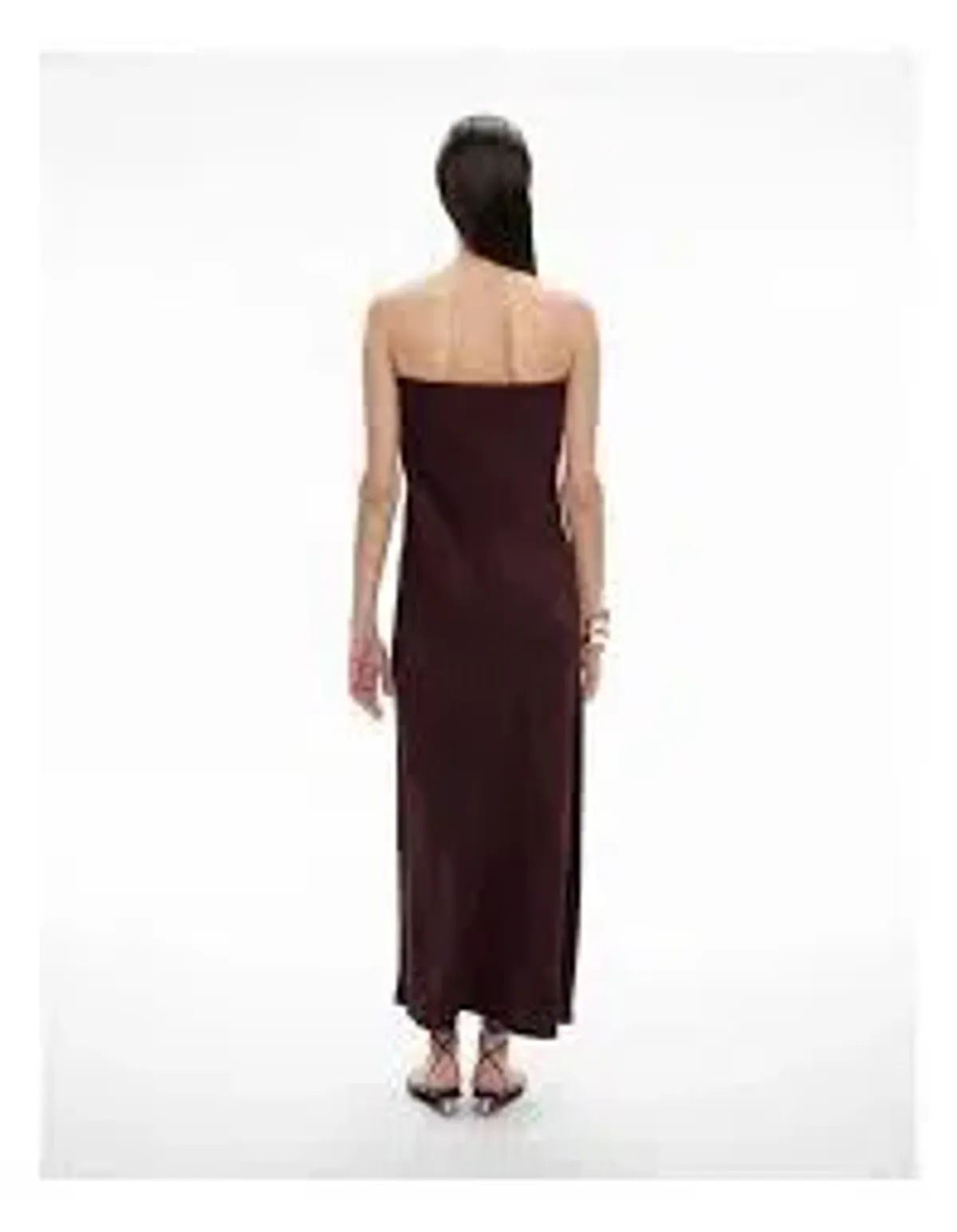 Witchery Strapless Maxi Dress Aubergine Print Size AU 10 - Image 3