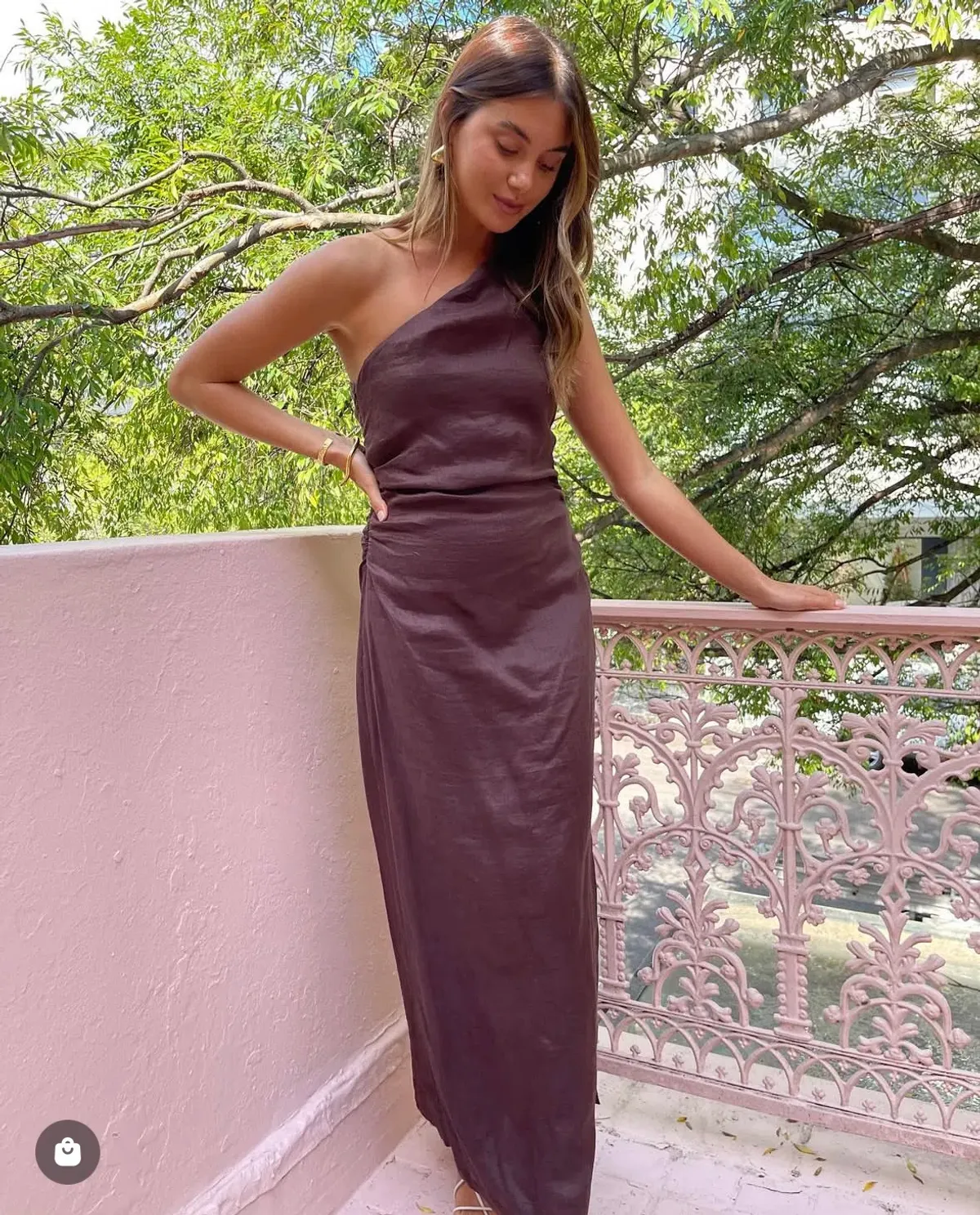 Faithfull The Brand Jomana Midi Dress In Cacao Size 10 - Image 1