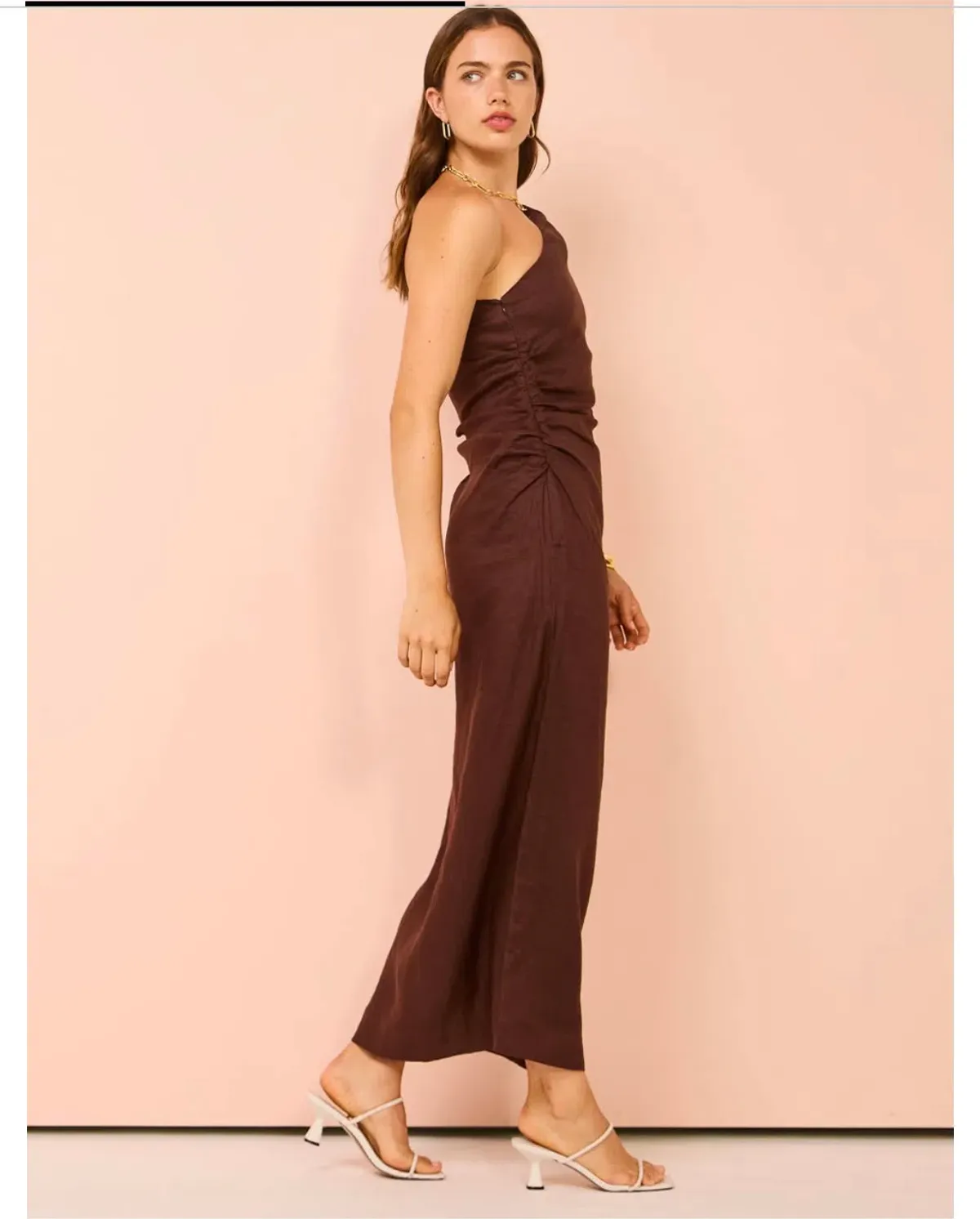 Faithfull The Brand Jomana Midi Dress In Cacao Size 10 - Image 7