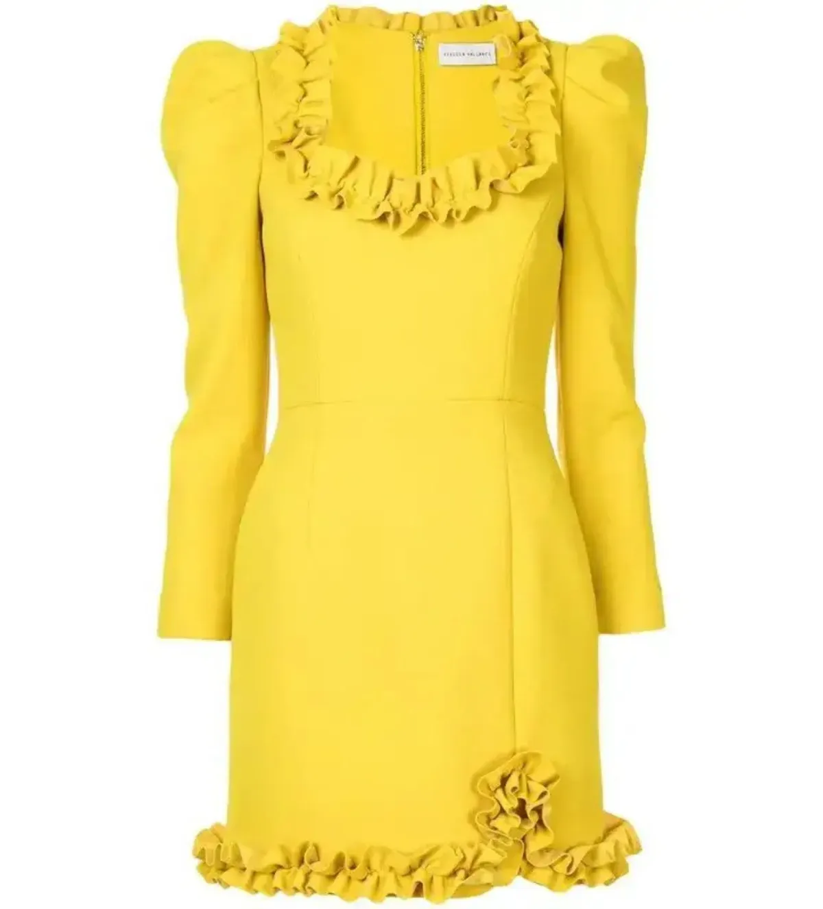 Rebecca Vallance Baci Long Sleeve Mini Dress Yellow Size AU 14 - Image 4