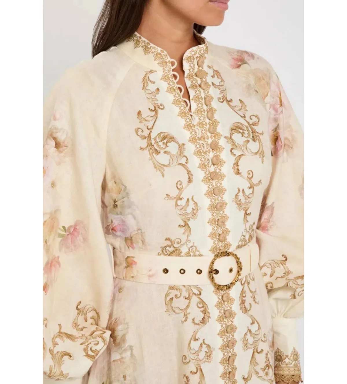 Zimmermann Hypnotic Buttoned Midi Dress Creamy Peony Size 3 AU 14 - Image 4