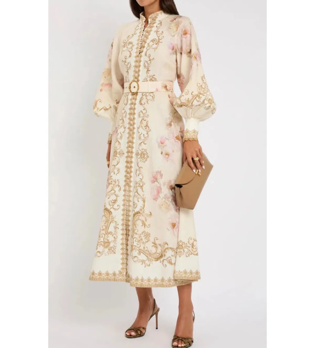 Zimmermann Hypnotic Buttoned Midi Dress Creamy Peony Size 3 AU 14 - Image 2